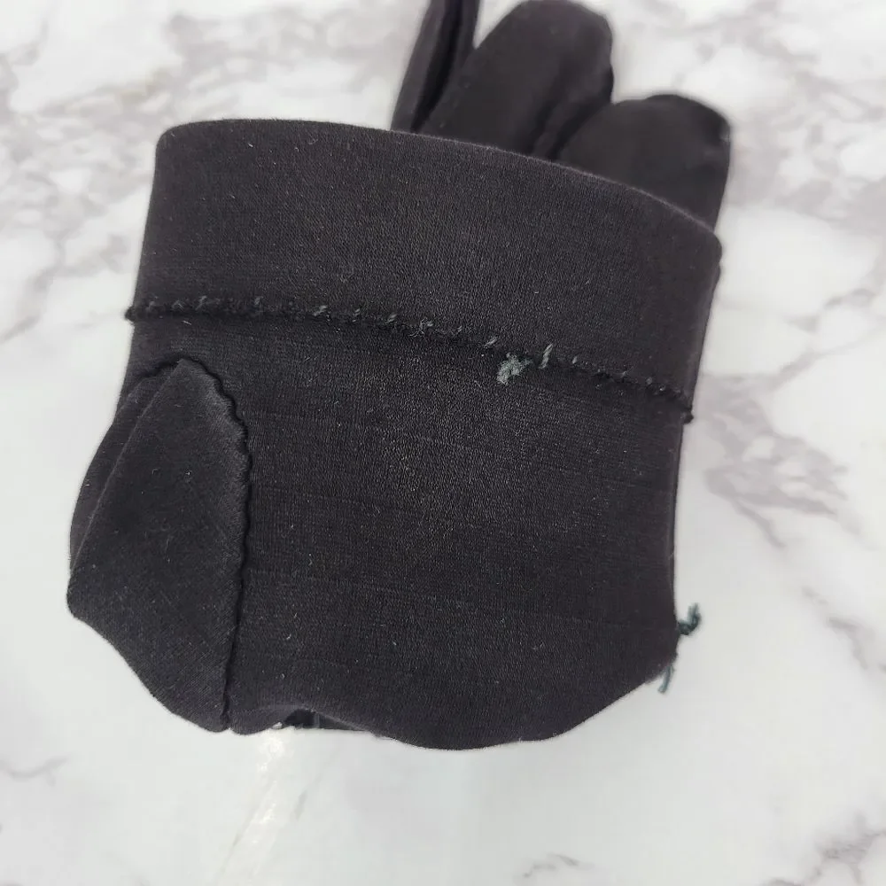 1950s Hand Made Hand Stitched Elegant Black Gloves with Subtle Dot Pattern